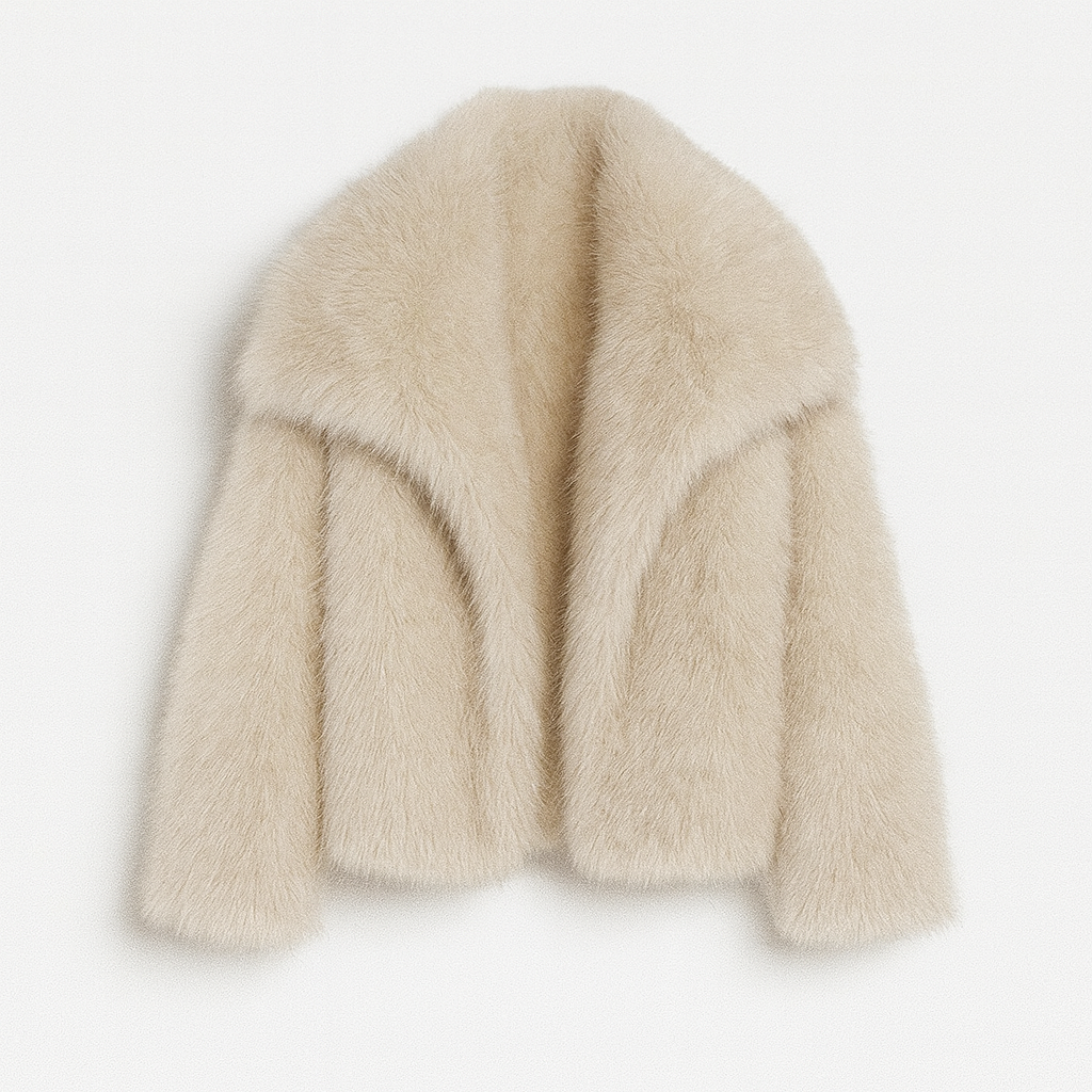 Faux fur coat beige