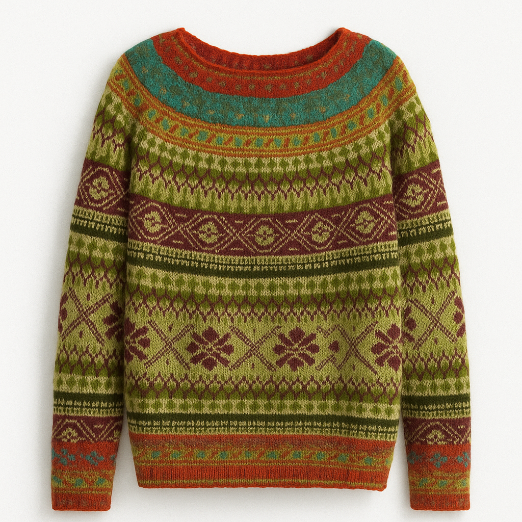 Sweater with retro pattern yellow