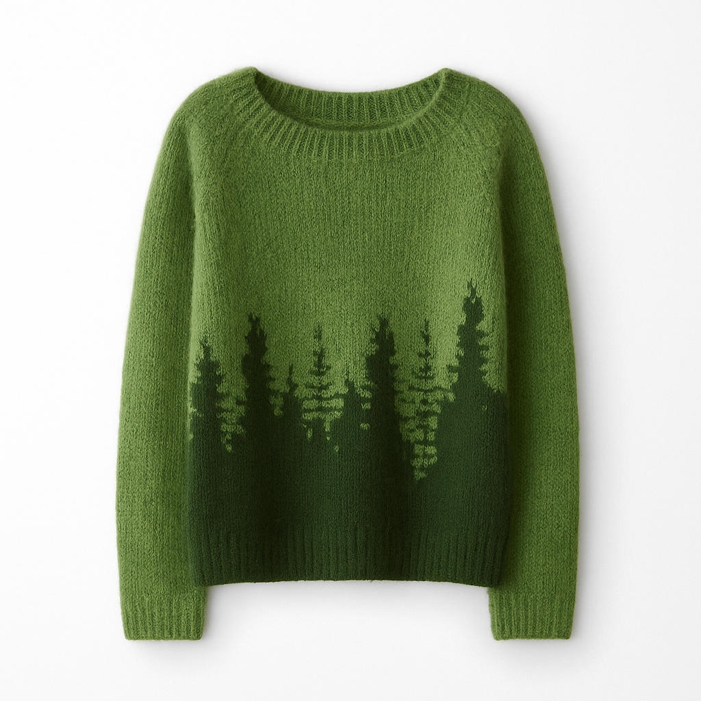 Sweater with retro pattern green