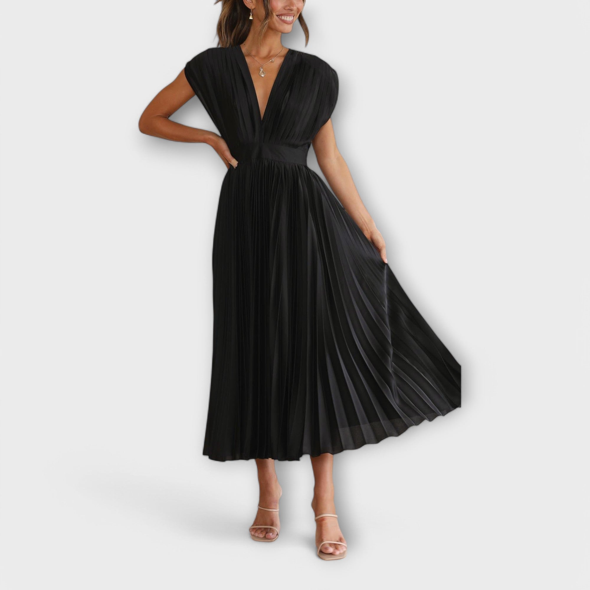 Elsie - Stylish Pleated Midi Dress
