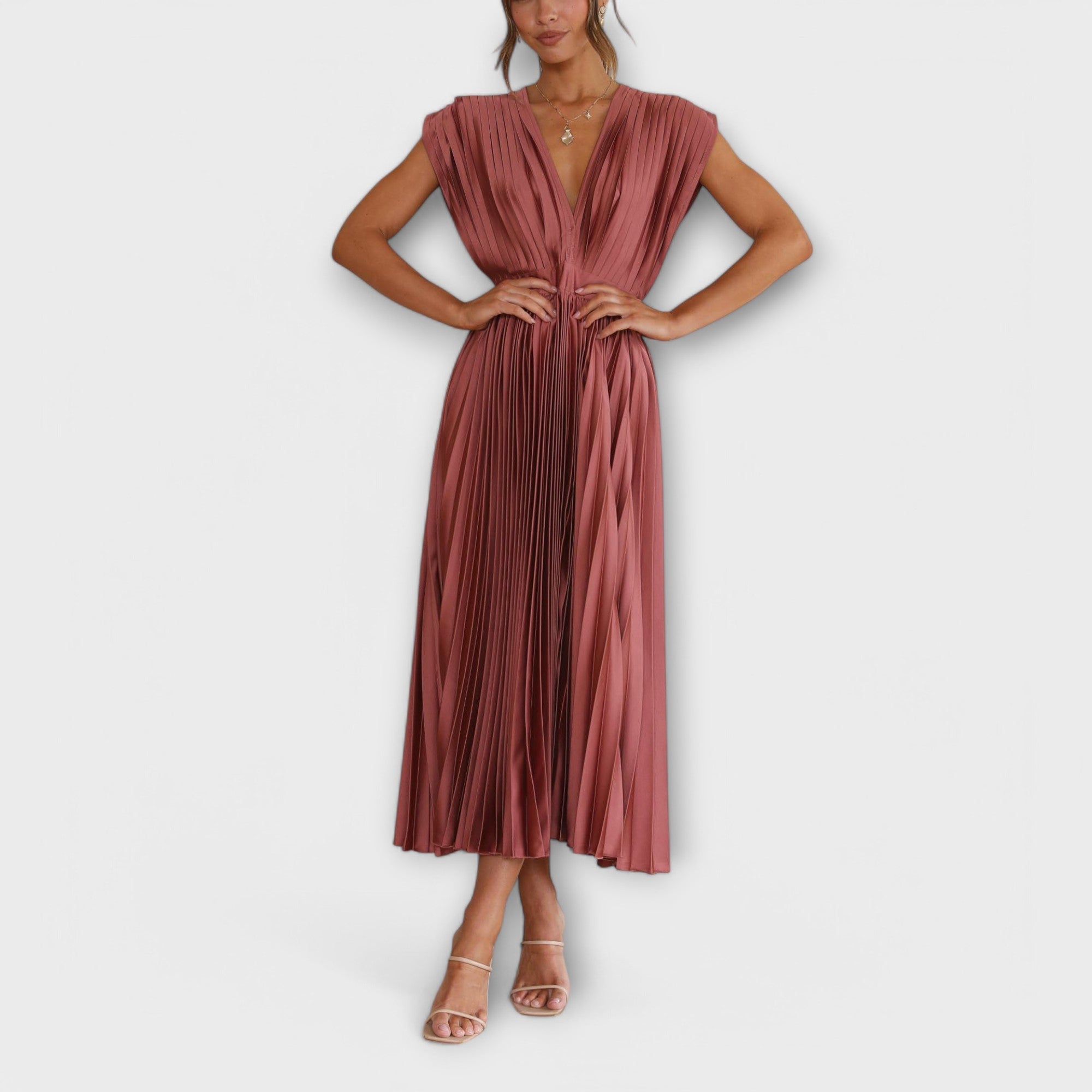 Elsie - Stylish Pleated Midi Dress