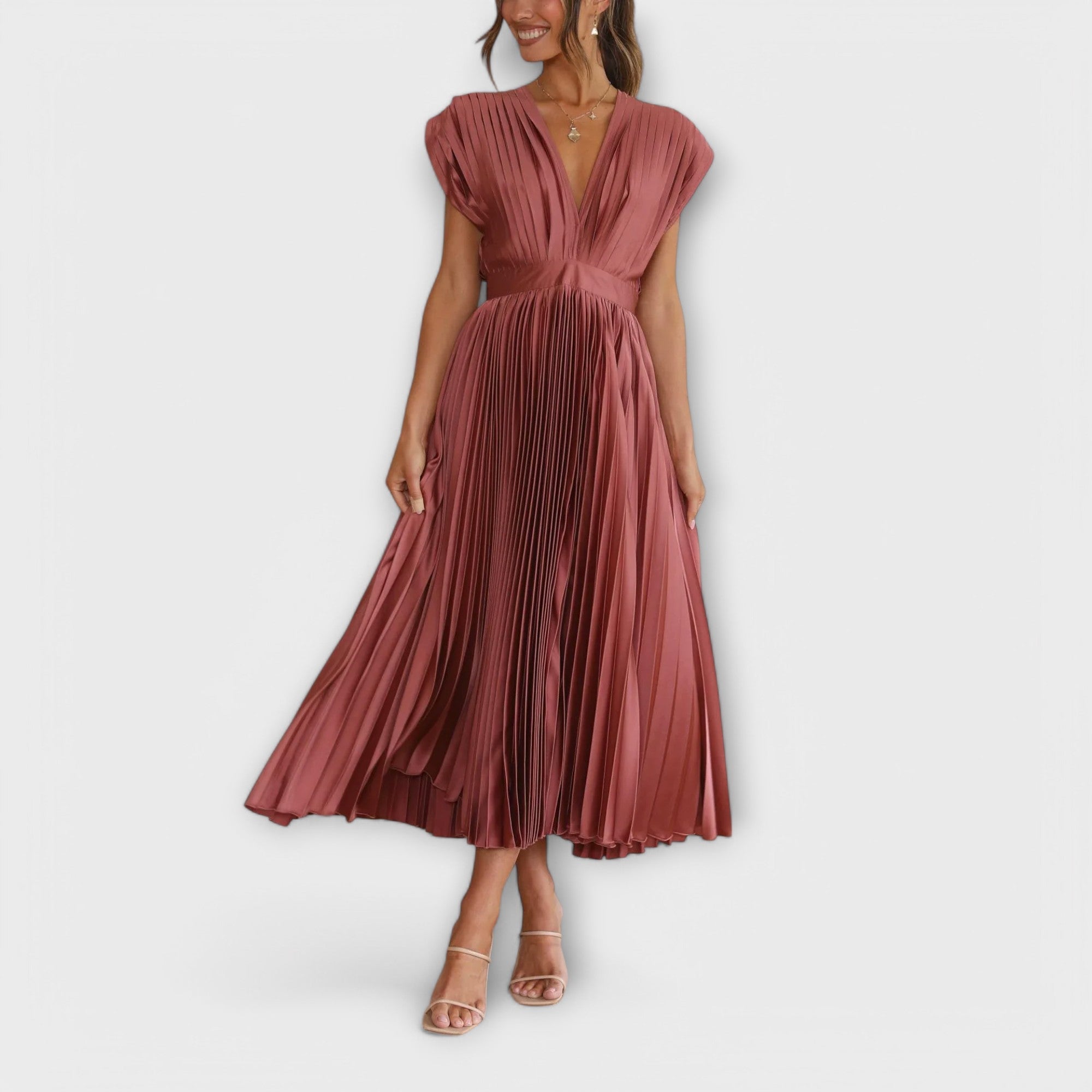 Elsie - Stylish Pleated Midi Dress