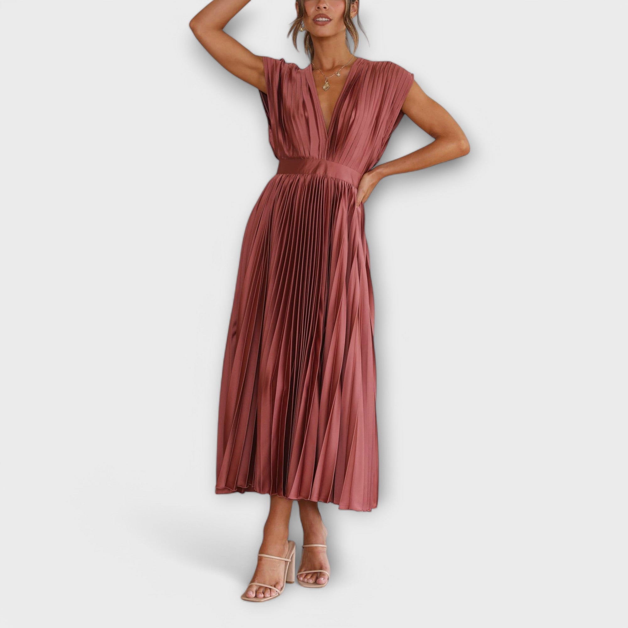 Elsie - Stylish Pleated Midi Dress