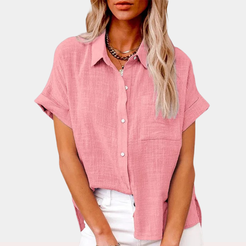 Vivi - Women’s Breathable Cotton Linen Button-Up Blouse