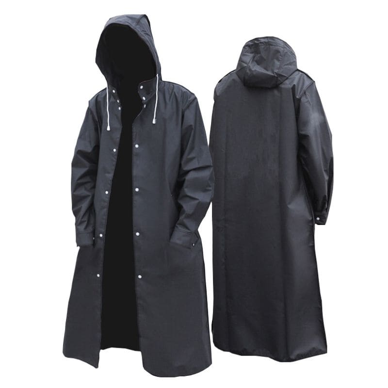 Long raincoat with hood for men