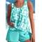 Adalina Women's Tankini - Floral Patterned Swimsuit with Shorts and Comfortable Strapless Cut