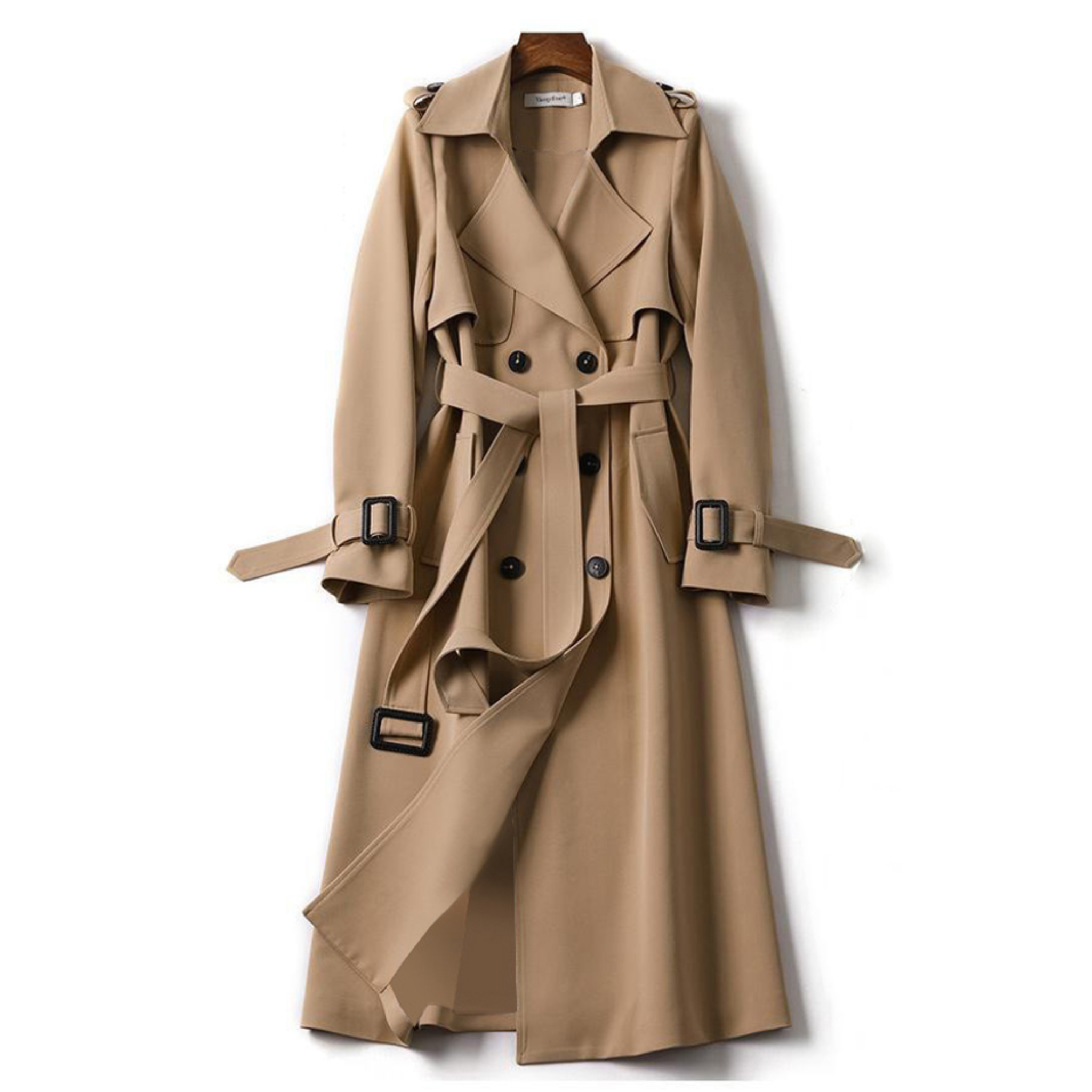 Elegant Long Trench Coat With Belt - Must-have For Autumn And Spring