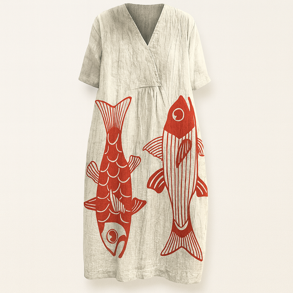 Patterned Summer Dress off white