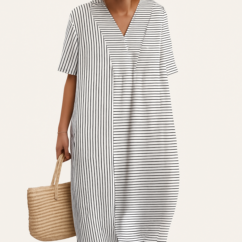 Patterned Summer Dress with model white