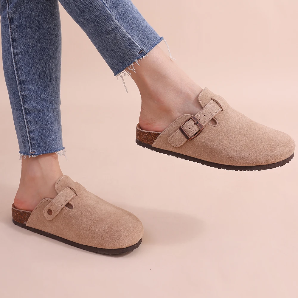 Leana Women's Clogs - Slip-on suede with adjustable buckle and anatomical comfortable sole