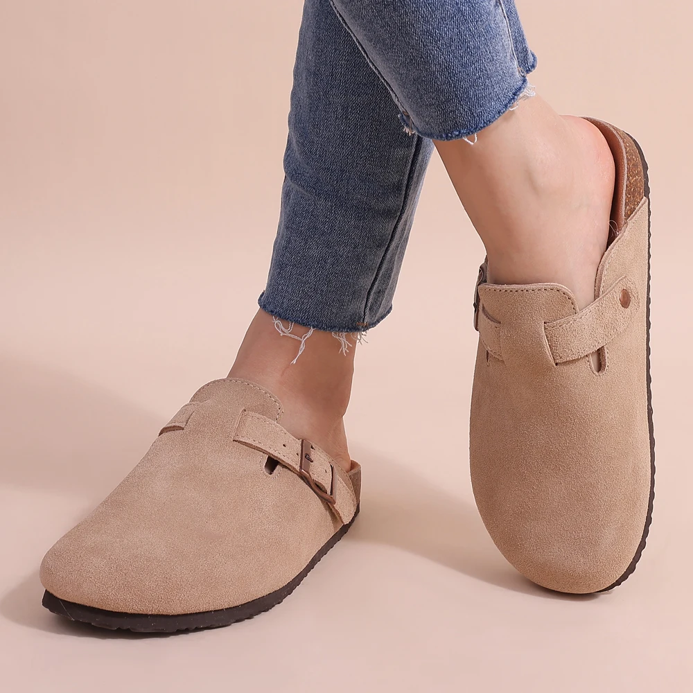 Leana Women's Clogs - Slip-on suede with adjustable buckle and anatomical comfortable sole