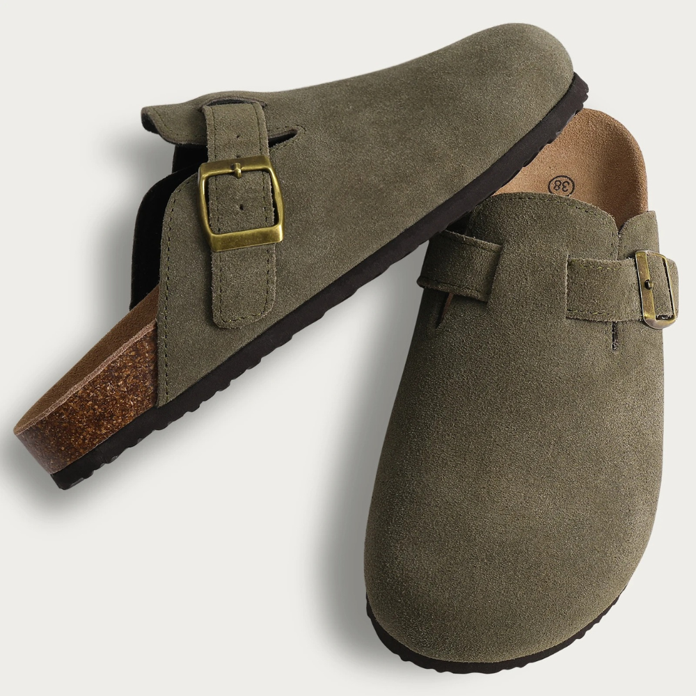 Leana Women's Clogs - Slip-on suede with adjustable buckle and anatomical comfortable sole