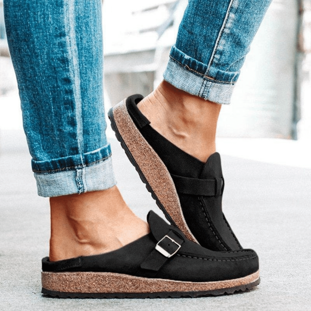 Georgia Clogs Women's Comfortable - Ergonomic mules with strap and buckle in casual style