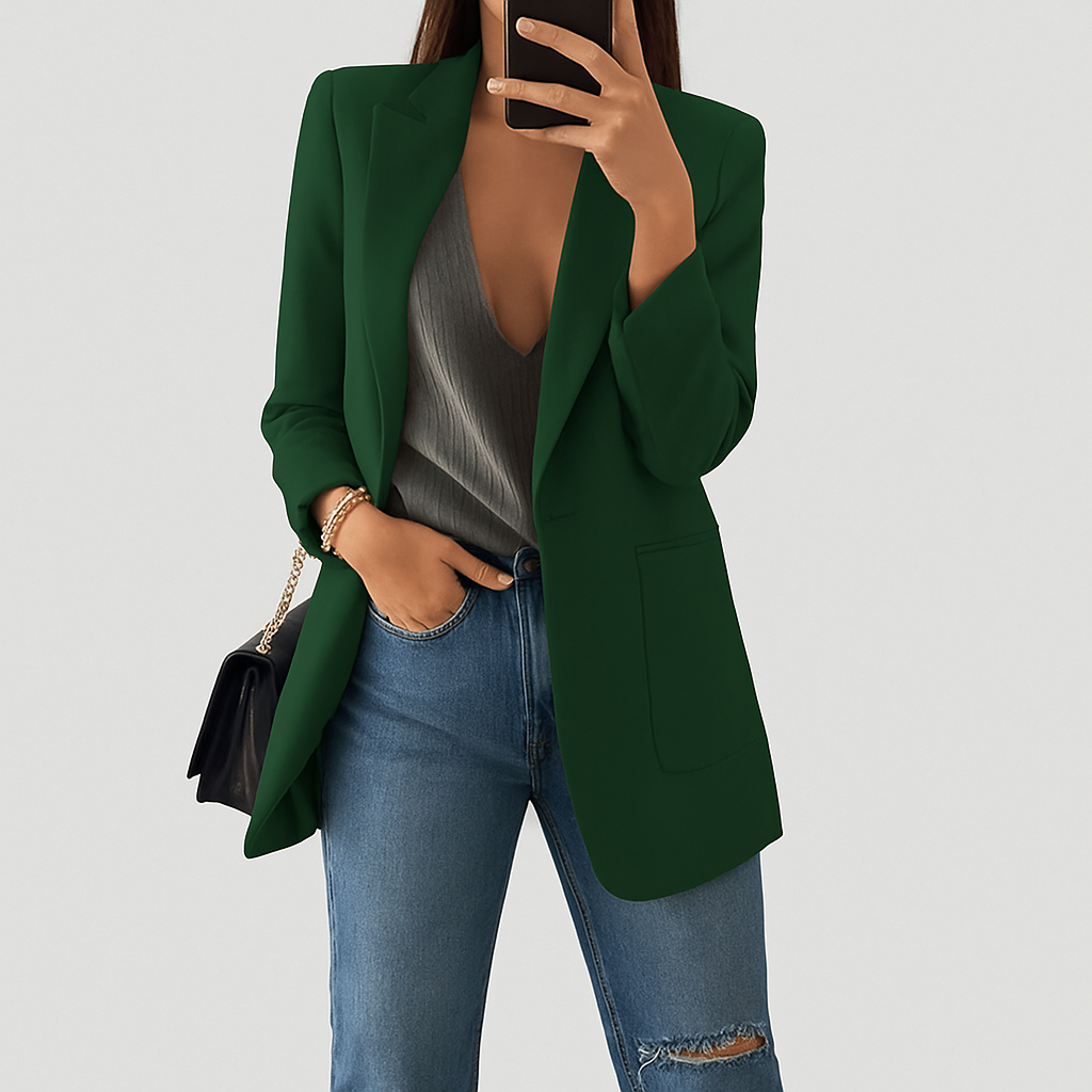 Women's long blazer dark green