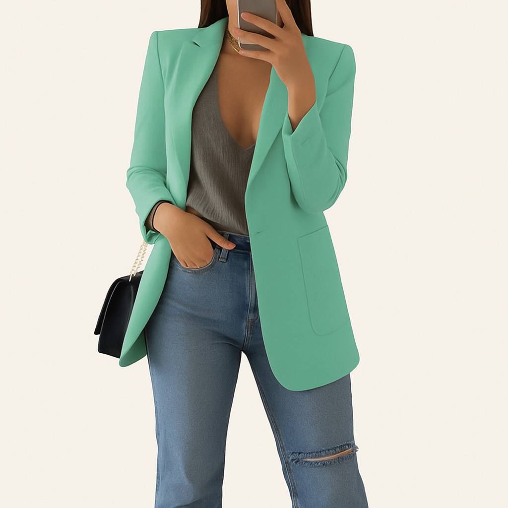 Women's long blazer light green