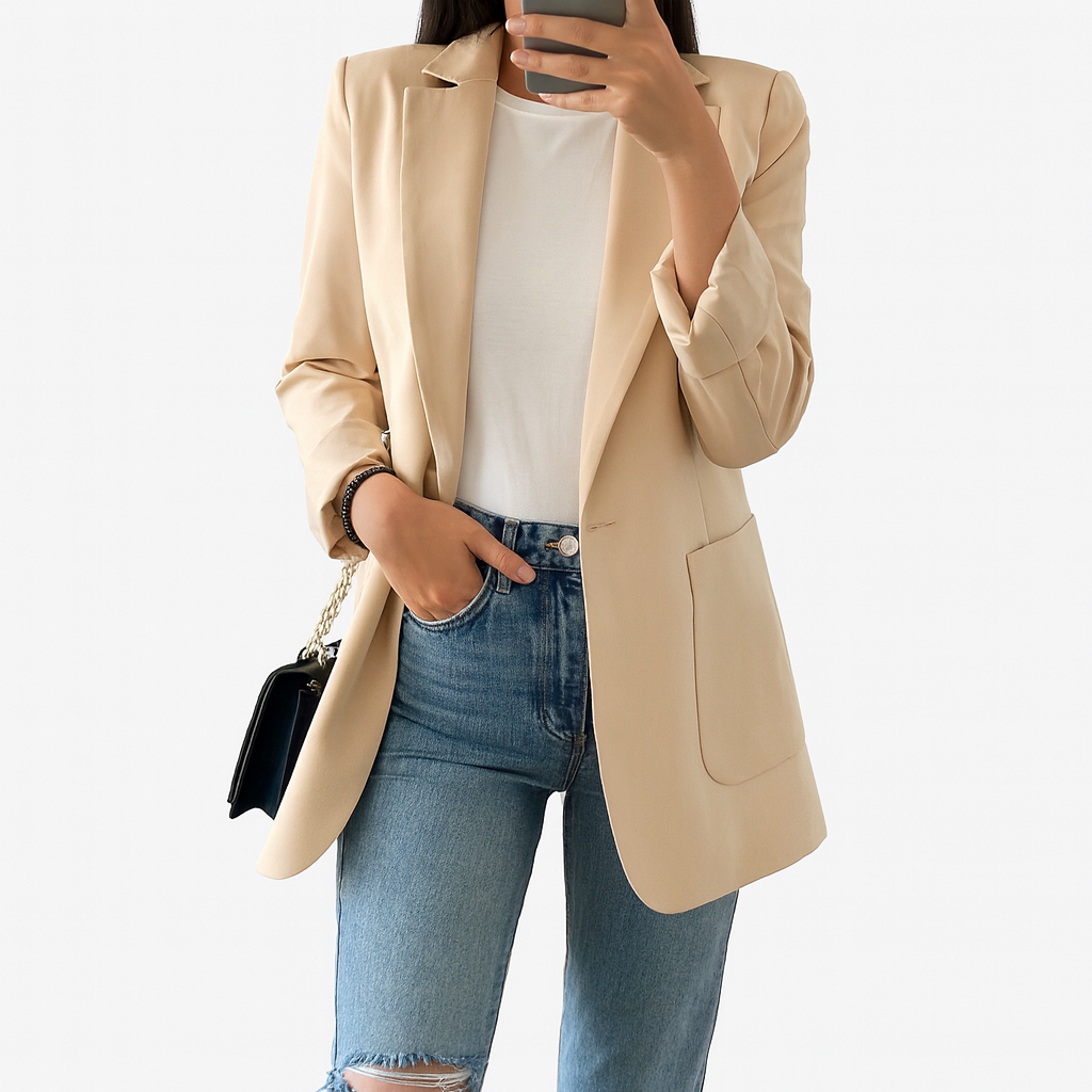Women's long blazer beige
