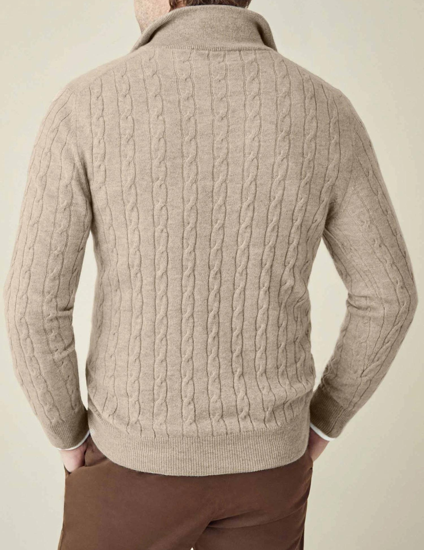 Cable Knit Quarter-Zip Sweater for Men - Image 13