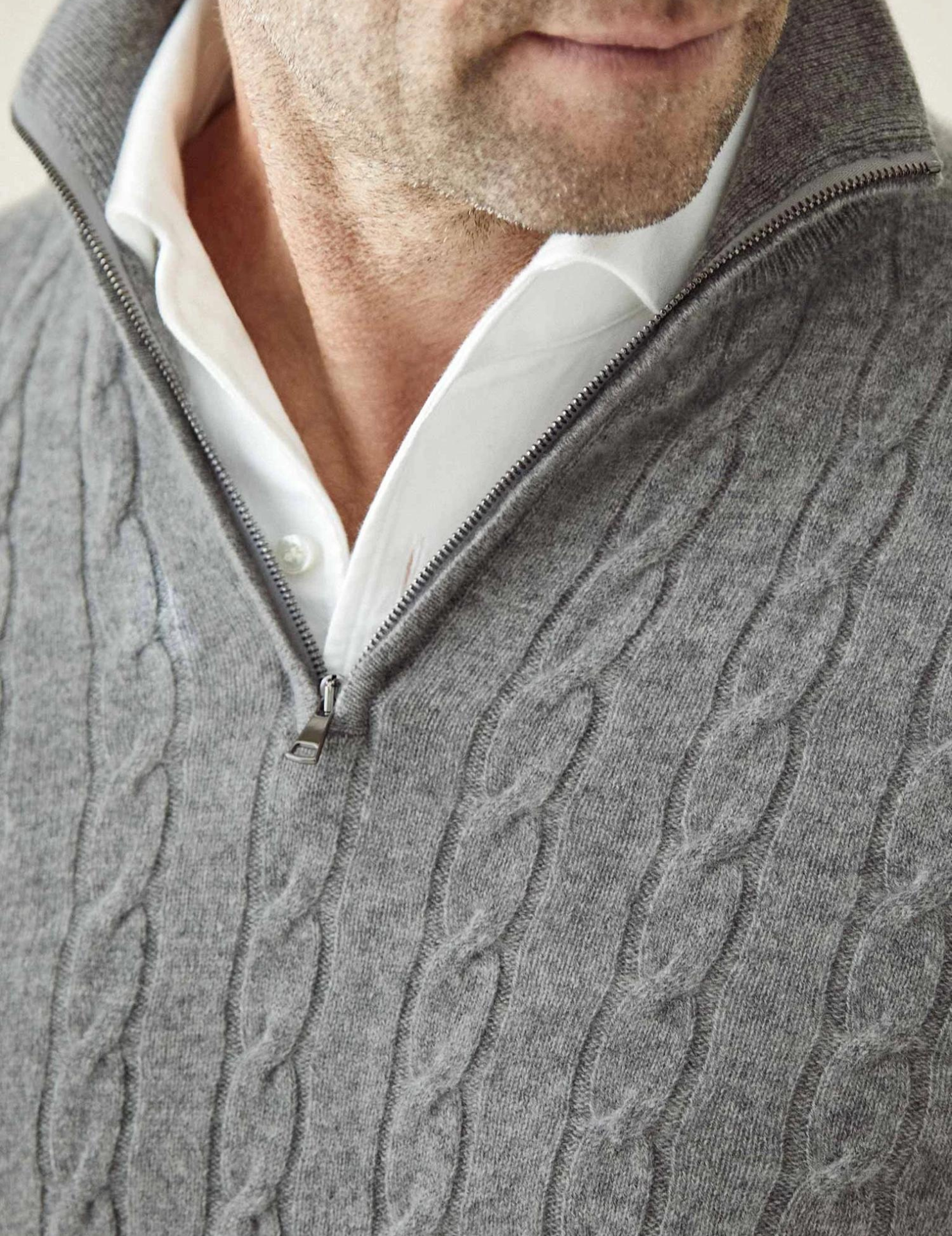 Cable Knit Quarter-Zip Sweater for Men - Image 15