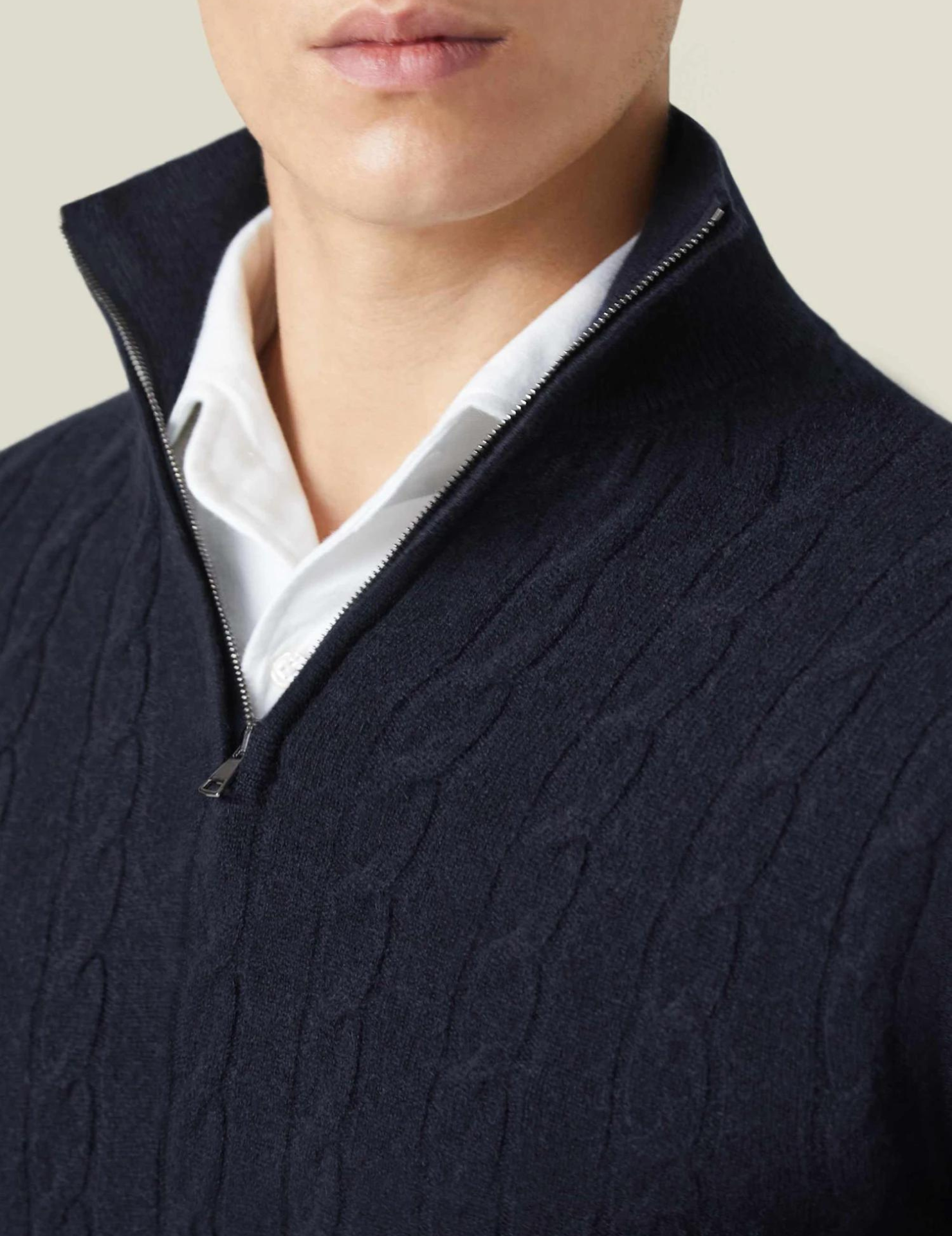 Cable Knit Quarter-Zip Sweater for Men - Image 5