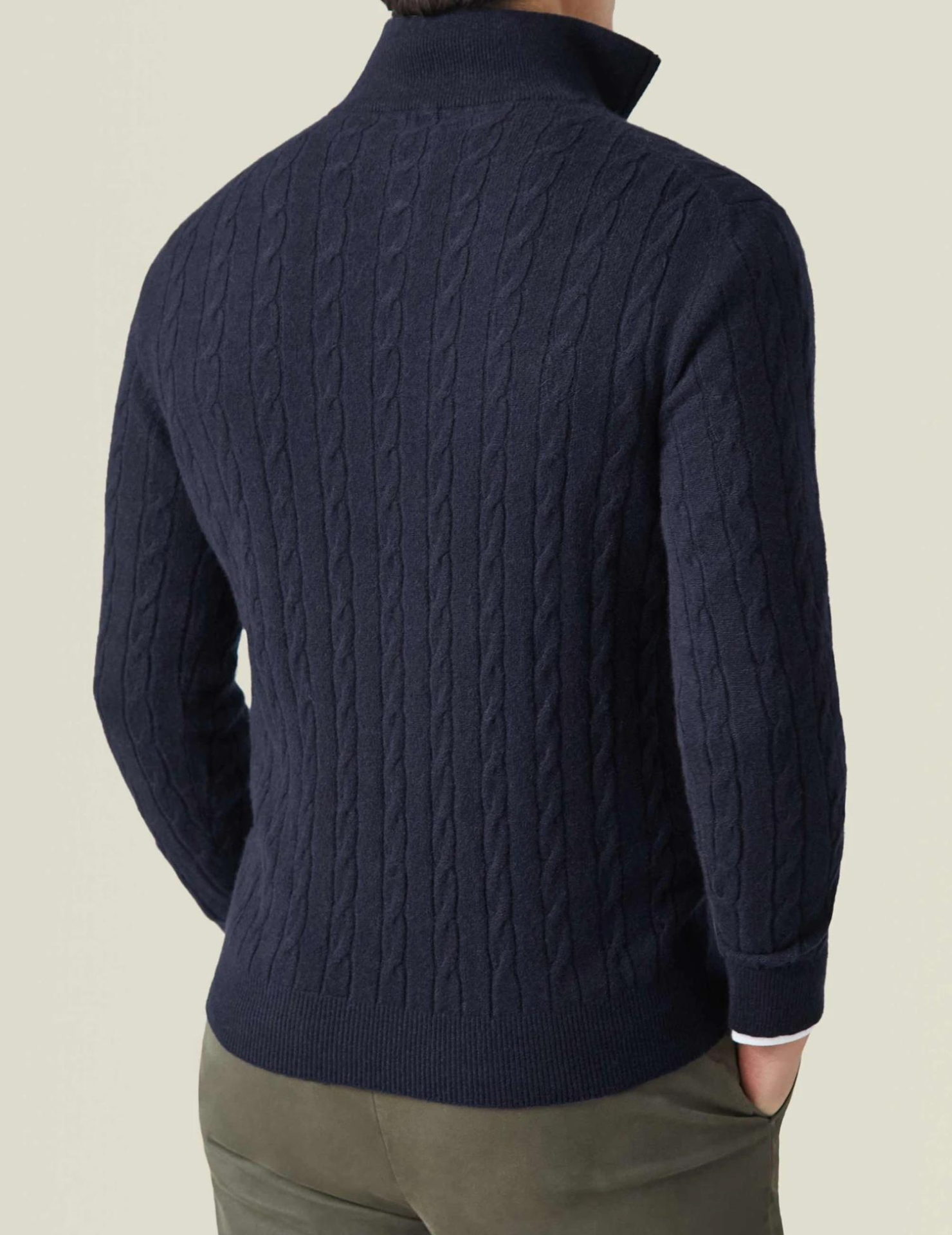 Cable Knit Quarter-Zip Sweater for Men - Image 7