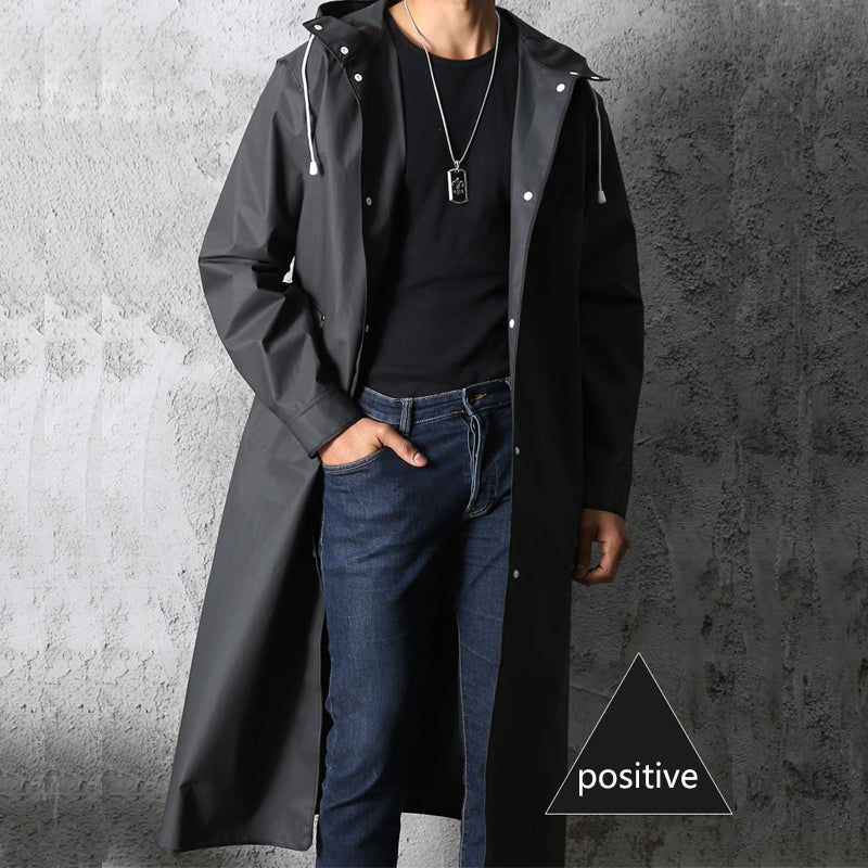 Long raincoat with hood for men