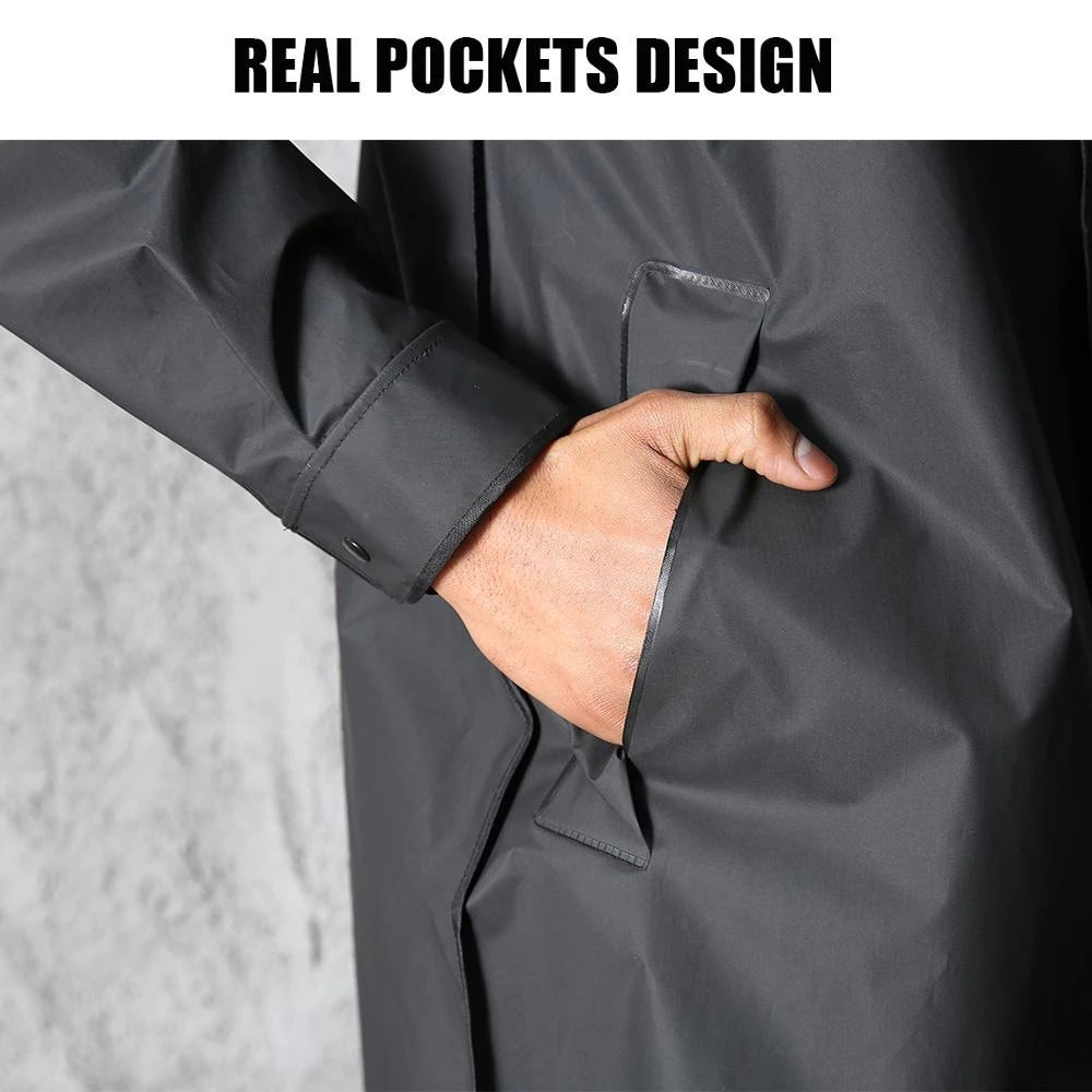 Long raincoat with hood for men