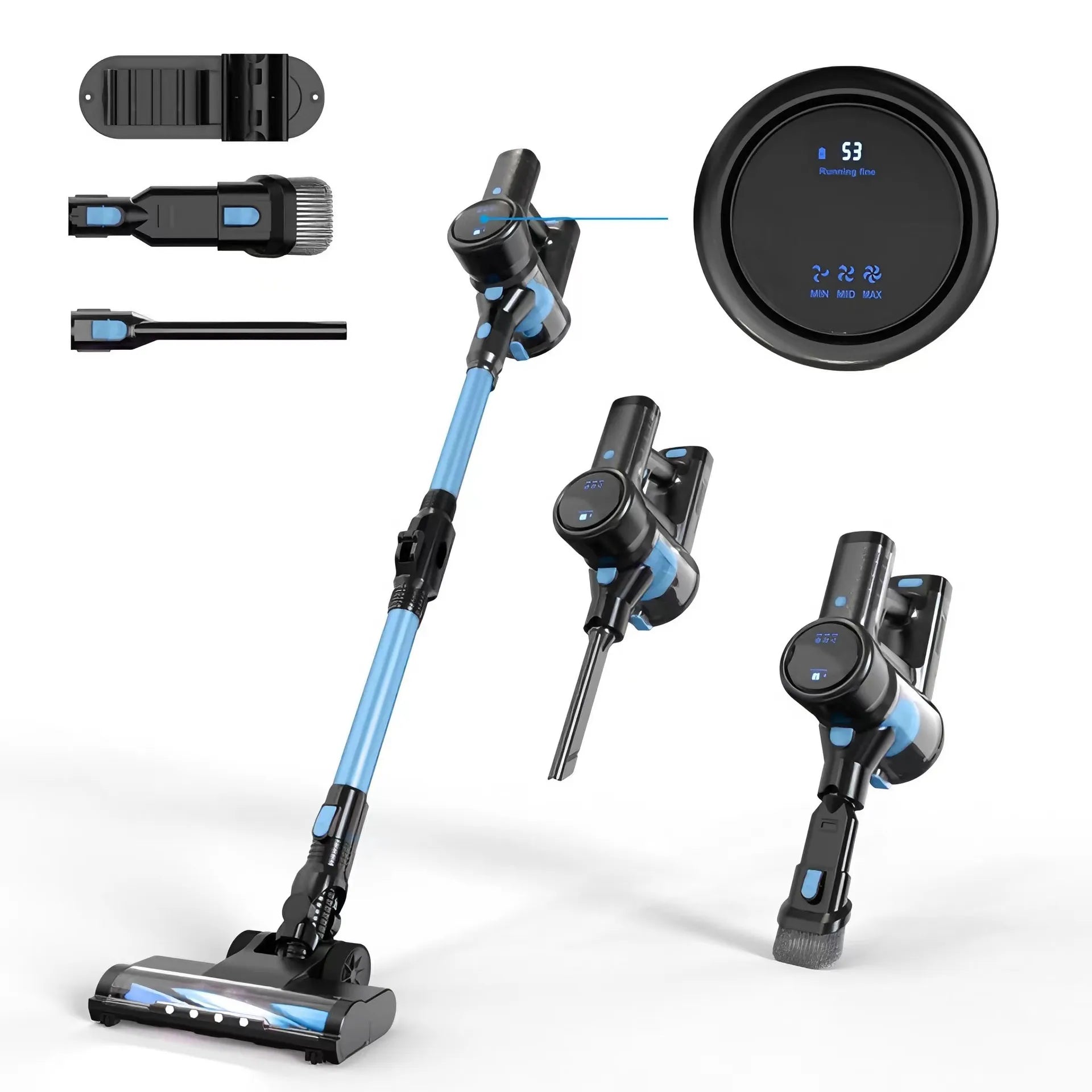 Aspirator wireless 6-in-1 din oțel - cu perie LED, baterie 2200mAh și utilizare silențioasă (65dB)