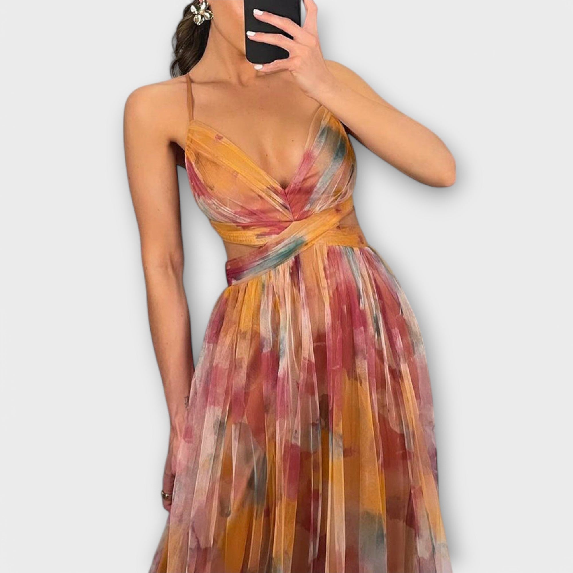 Anya - Elegant Fitted Mesh Maxi Dress