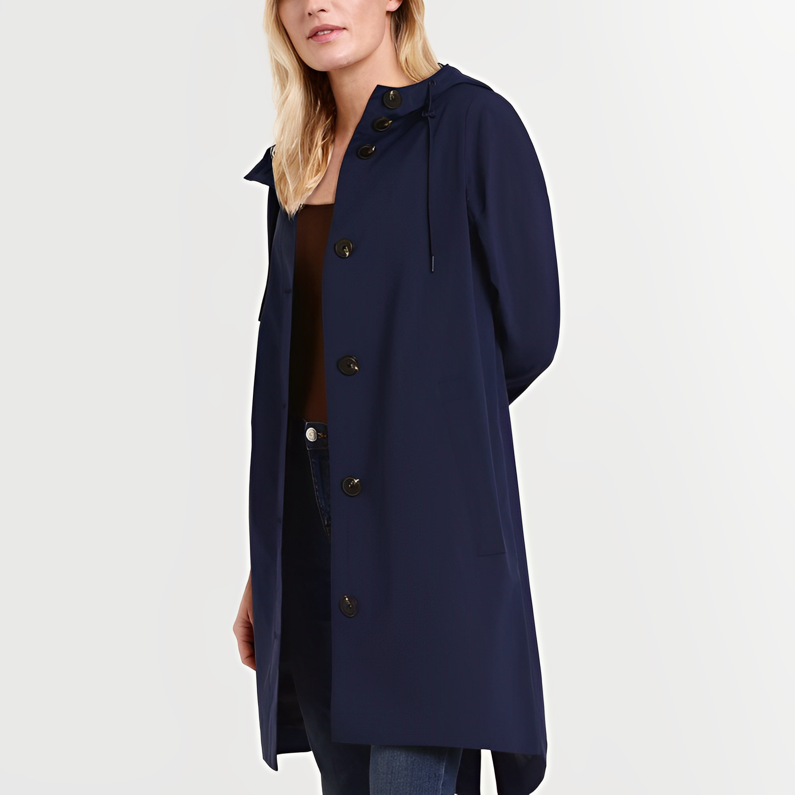 Classic waterproof raincoat with hood for women