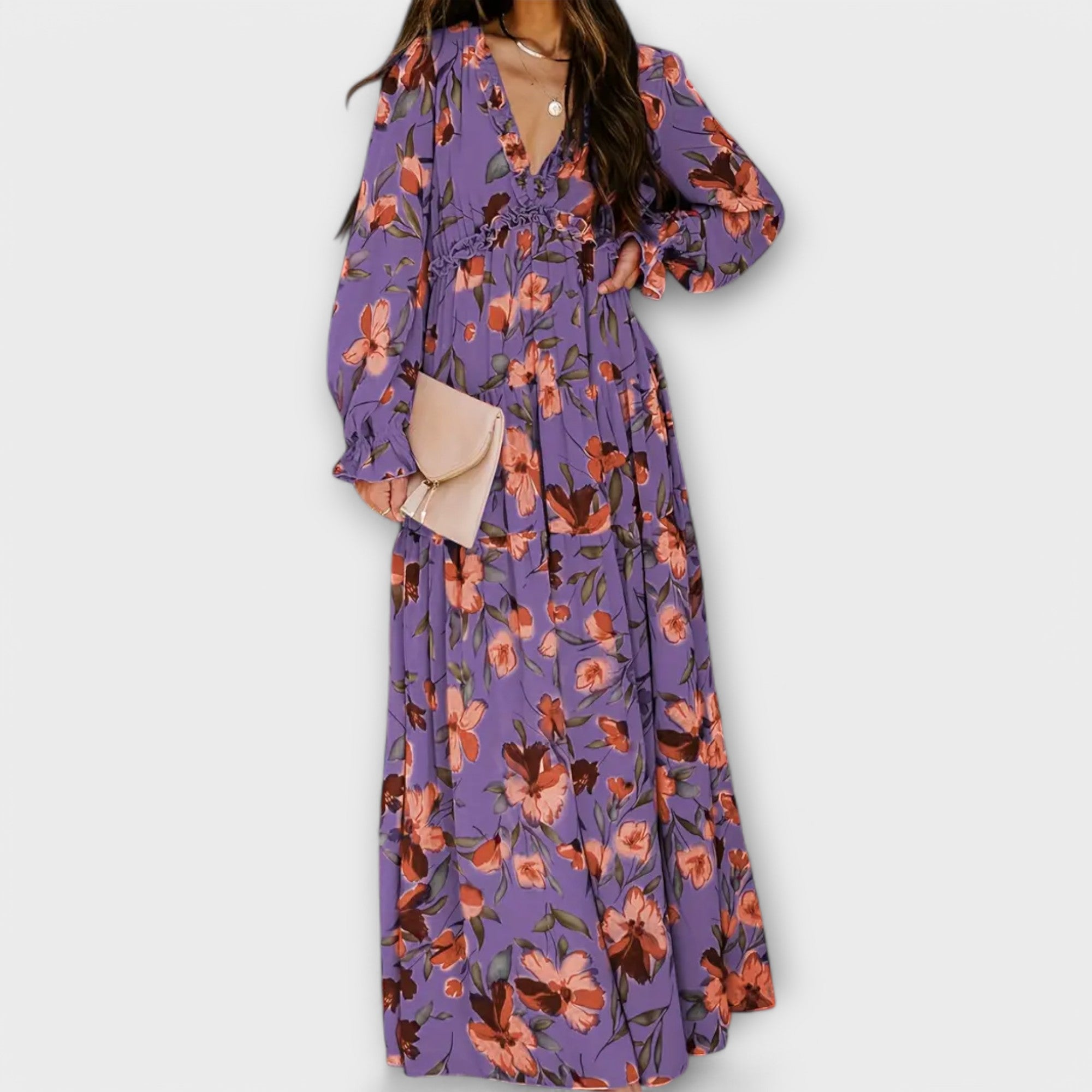 Nova - Elegant Patterned Maxi Dress