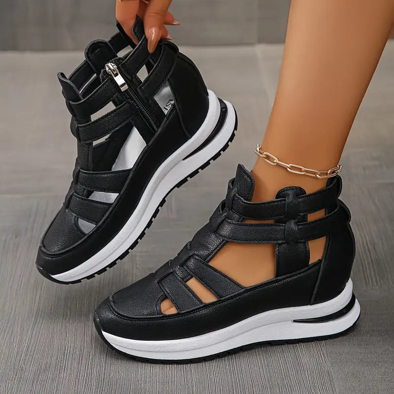 Pippa - Stylish Lightweight Wedge Sandals with Side Zip