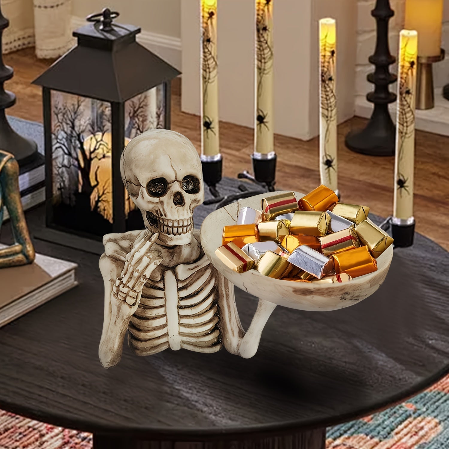 GhoulBowl | Resin skull bowl with bowl – Gothic skeleton Halloween decoration