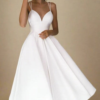 Kourtney Women's Dress - Summer Elegance with Neckline and Thin Straps