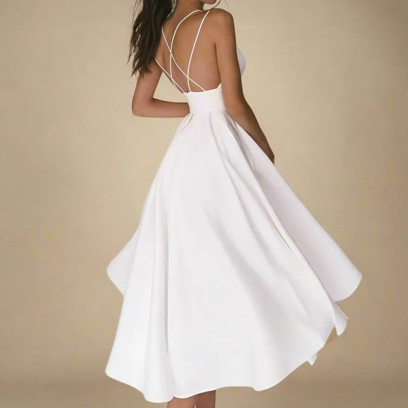 Kourtney Women's Dress - Summer Elegance with Neckline and Thin Straps