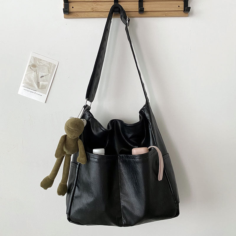 Stephanie - Large capacity bag made from textured, soft vegan leather