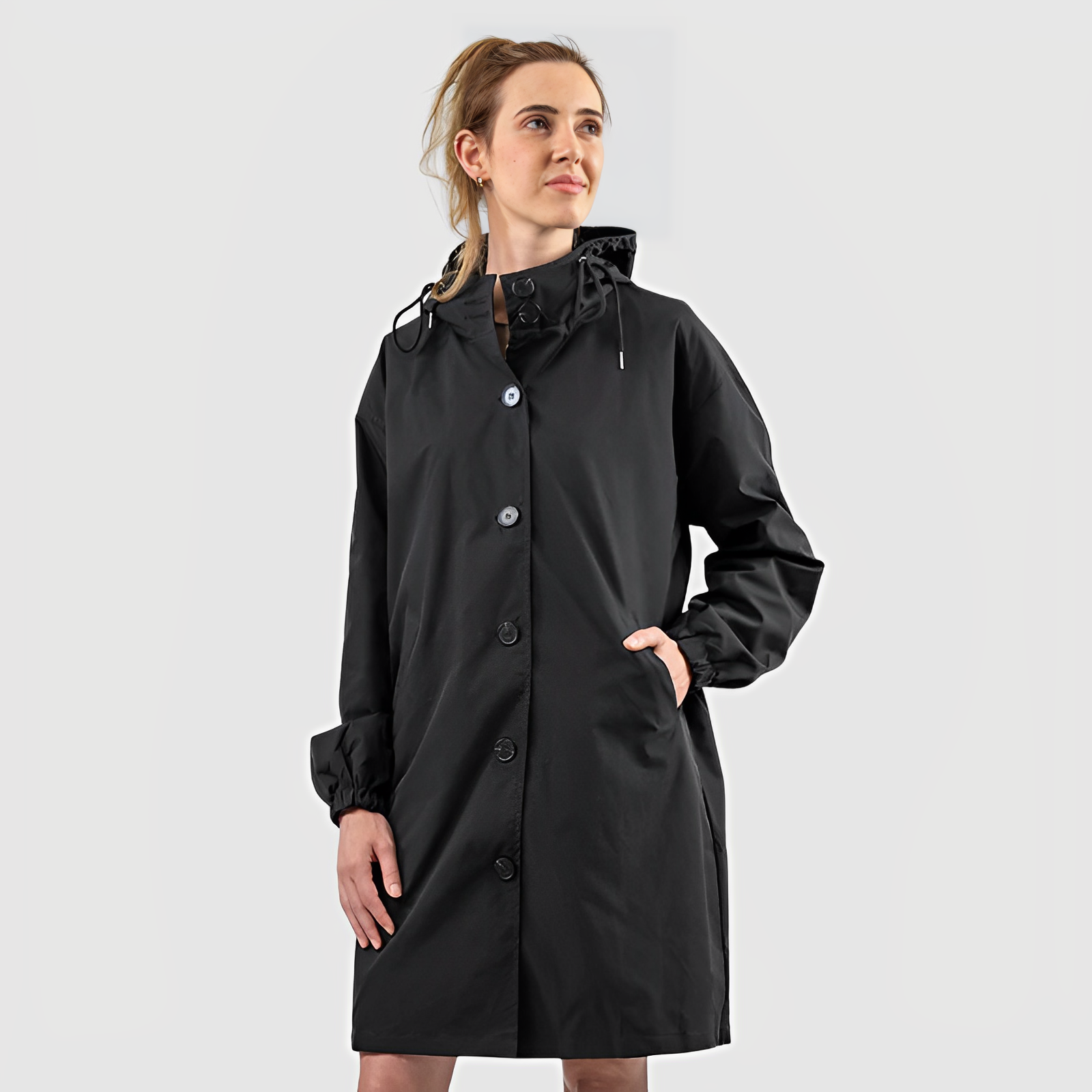 Classic waterproof raincoat with hood for women