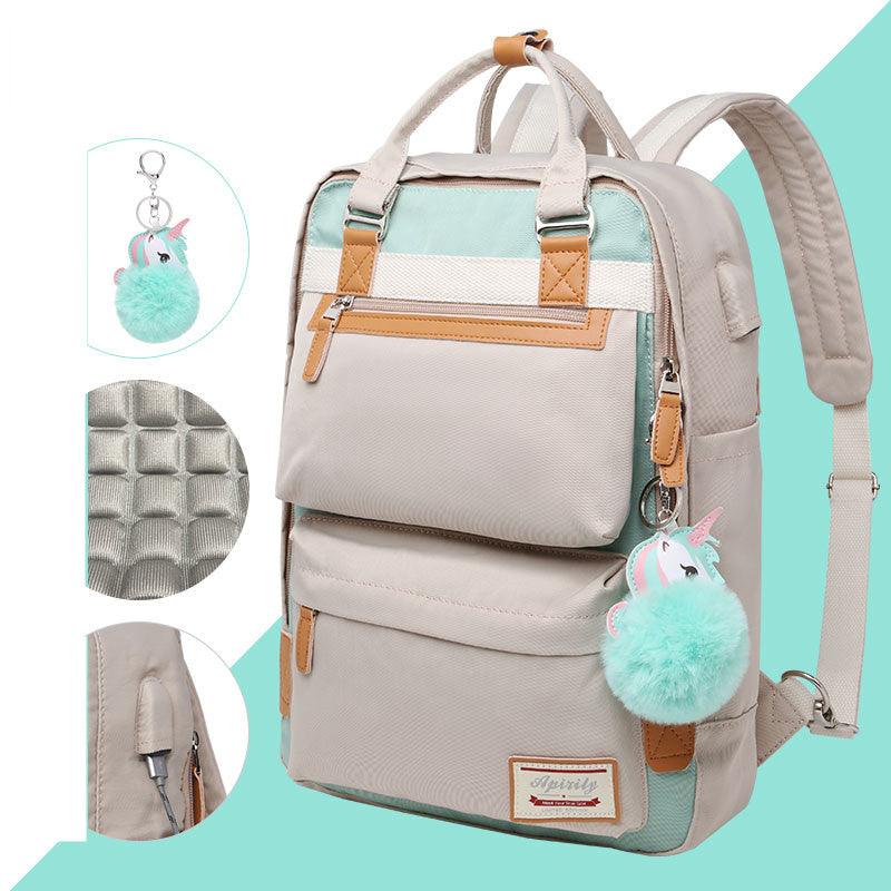 Stylish waterproof backpack for women with 15.6-inch laptop compartment