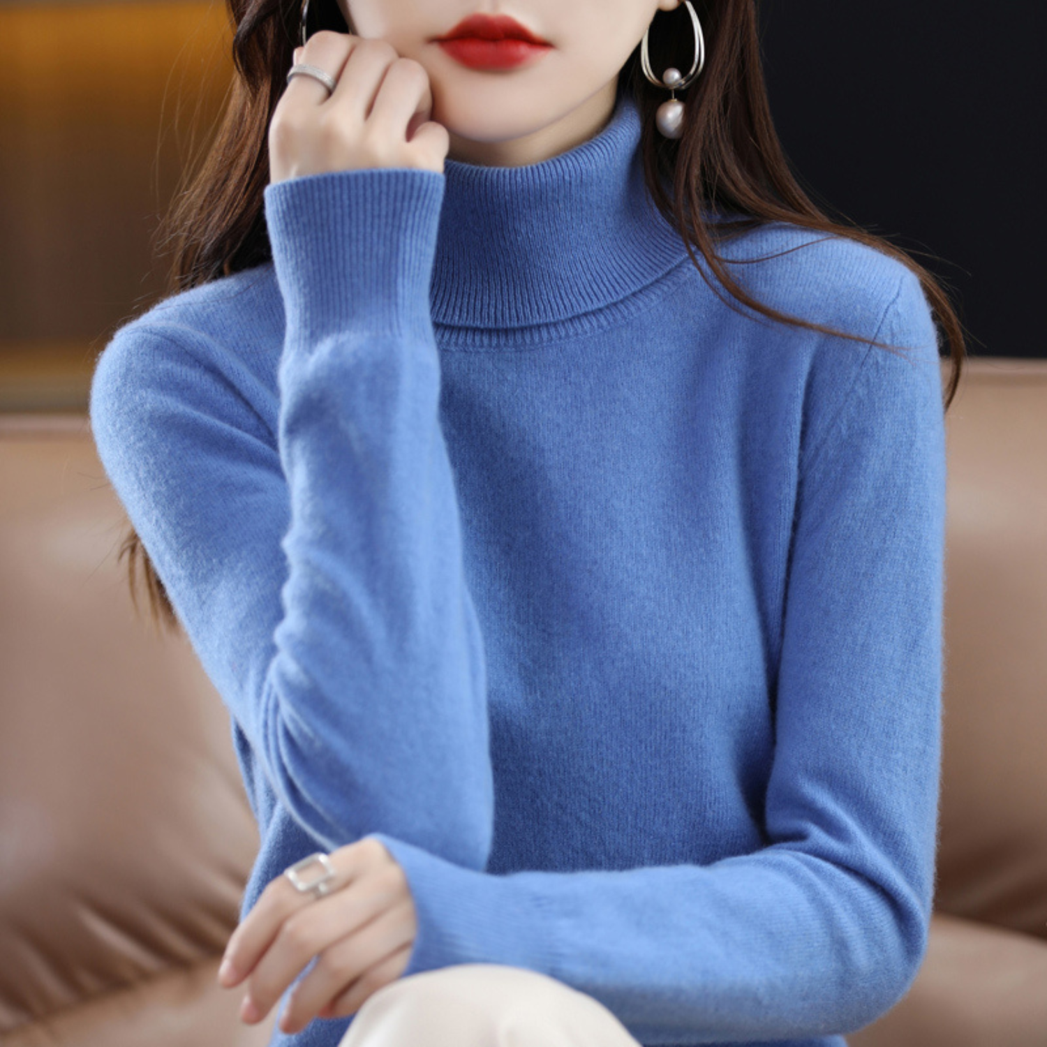 Luxe cashmere women's turtleneck sweater - Elena