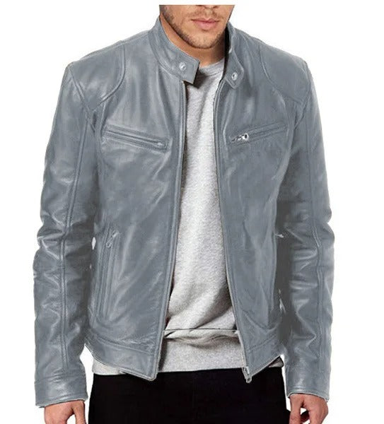 Brodie PU-PU leather jacket with stand-up collar
