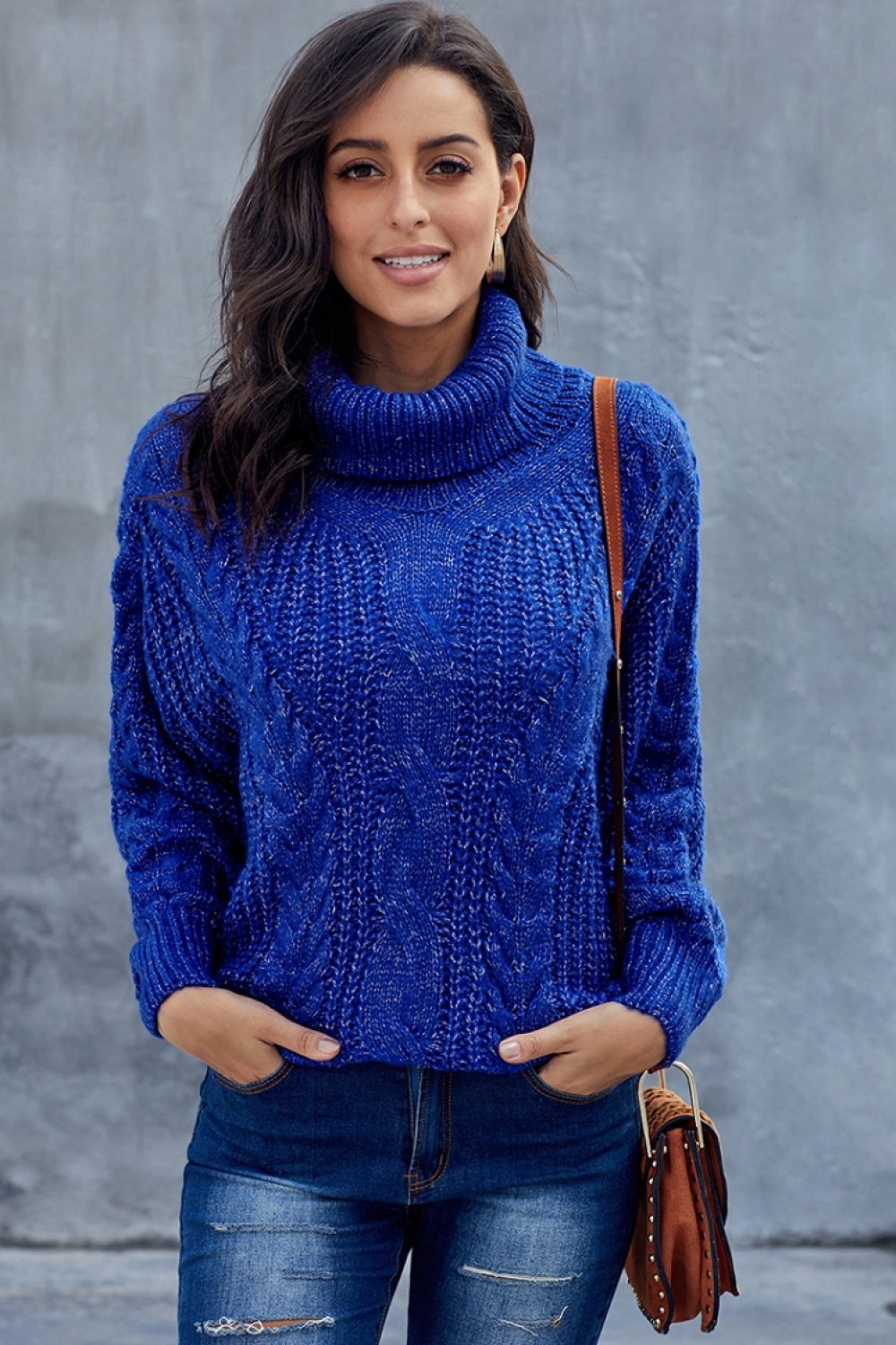 Patricia | Stylowy sweter z golfem dla kobiet z grubym plecionym wzorem