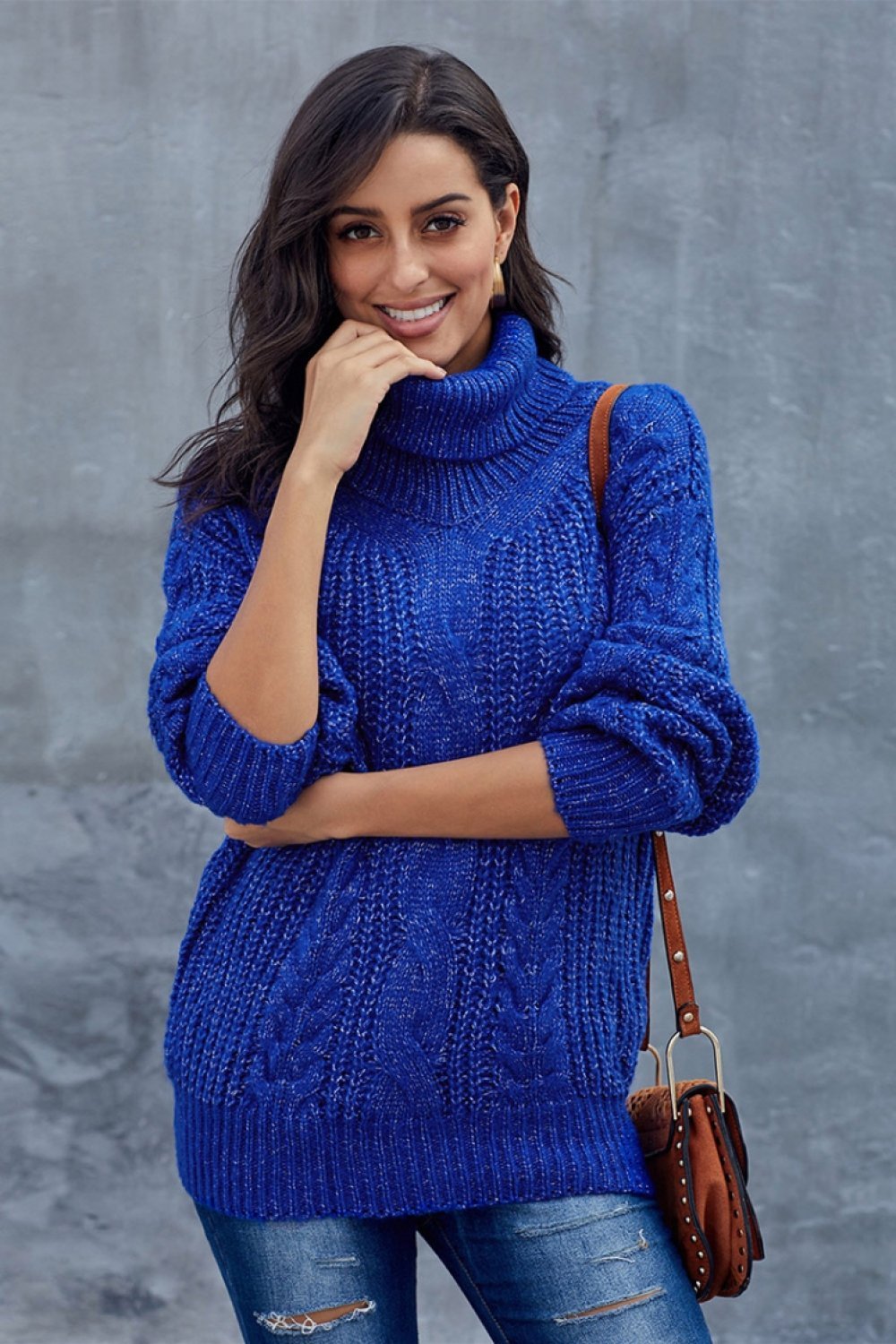 Patricia | Stylowy sweter z golfem dla kobiet z grubym plecionym wzorem