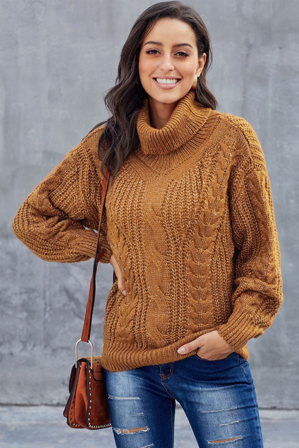 Patricia | Stylowy sweter z golfem dla kobiet z grubym plecionym wzorem