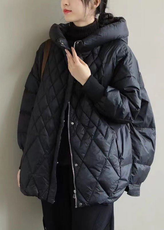 Women's down jacket with hood and zipper