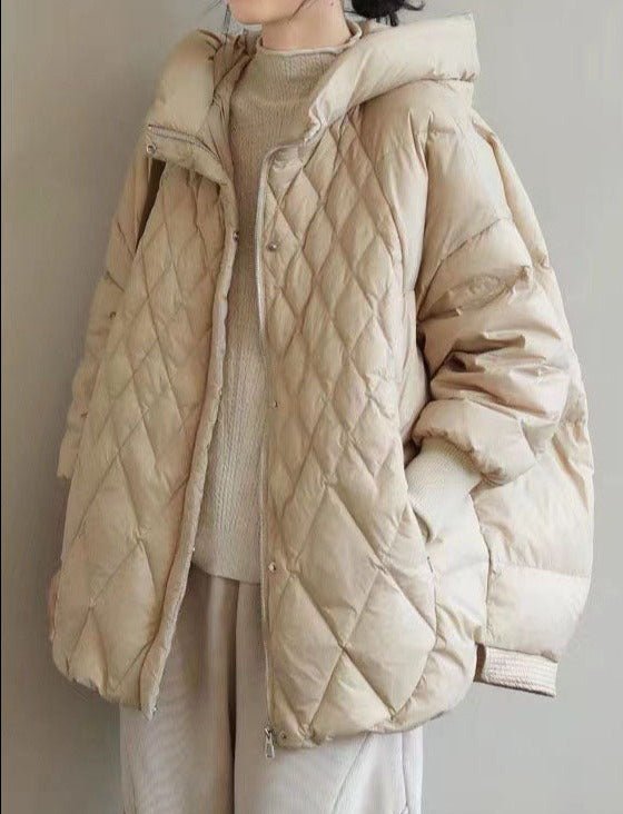 Women's down jacket with hood and zipper