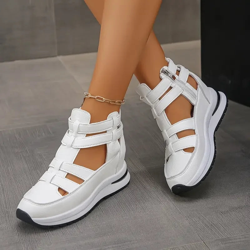 Pippa - Stylish Lightweight Wedge Sandals with Side Zip