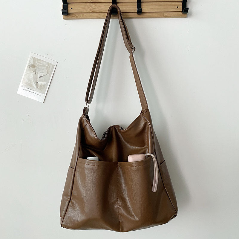 Stephanie - Large capacity bag made from textured, soft vegan leather