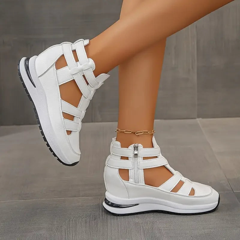 Pippa - Stylish Lightweight Wedge Sandals with Side Zip