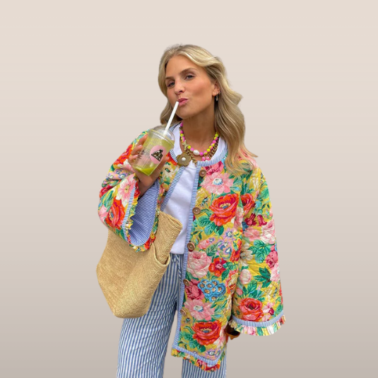 Nia - Quilted Jacket with Floral Print