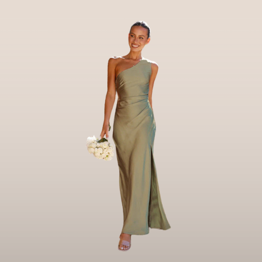 Sylvie - Asymmetric One-Shoulder Satin Evening Dress with Split