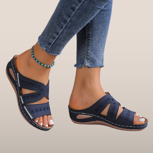 Bria - Comfort Slip-On Open Toe Wedge Sandals